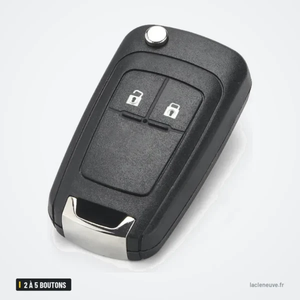 Coque de clé pliante 2 à 5 boutons pour Opel Astra, Insignia, Corsa, Mokka - vue de face, lame repliée