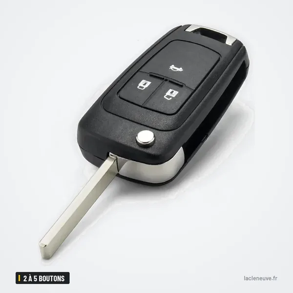 Coque de clé pliante 2 à 5 boutons pour Opel Astra, Insignia, Corsa, Mokka - lame dépliée, vue de profil