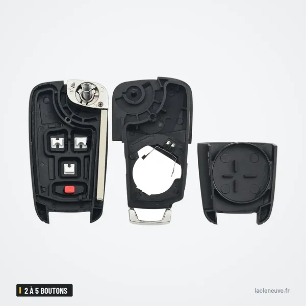Coque de clé pliante 2 à 5 boutons pour Opel Astra, Insignia, Corsa, Mokka - pièces détachées, vue éclatée
