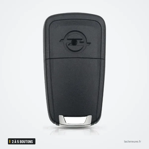 Coque de clé pliante 2 à 5 boutons pour Opel Astra, Insignia, Corsa, Mokka - dos de la coque, logo au centre
