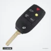 Coque de clé pliante 2 à 5 boutons pour Volvo S60, S80, V70, XC90 - vue de face, quatre boutons dépliés