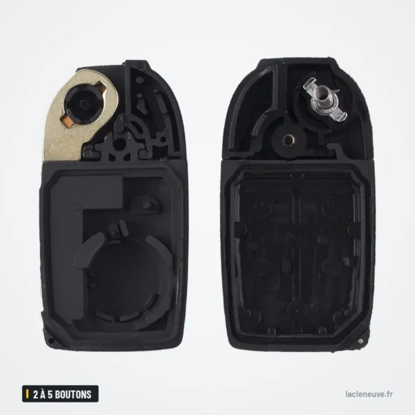 Coque de clé pliante 2 à 5 boutons pour Volvo S60, S80, V70, XC90 - coque ouverte, mécanisme intérieur visible