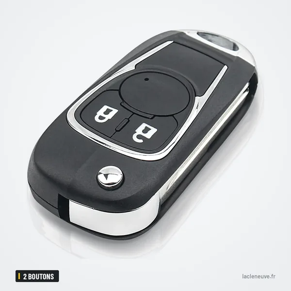 Coque de clé pliante 2 boutons pour Chevrolet Aveo, Spark, Epica, Sail - vue de face, quatre boutons visibles