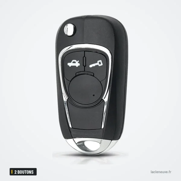 Coque de clé pliante 2 boutons pour Chevrolet Aveo, Spark, Epica, Sail - vue de dessus, boutons visibles