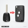 Coque de clé pliante 2 boutons pour Citroën C3, Peugeot 207, 307, lame VA2 - comparaison avant et après transformation