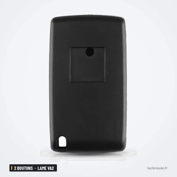 Coque de clé pliante 2 boutons pour Citroën C3, Peugeot 207, 307, lame VA2 - dos de la coque, uni