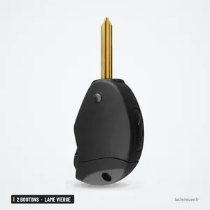 Coque de clé pliante 2 boutons pour Citroën Xsara, Xantia, Picasso, lame vierge - lame dorée vue de profil
