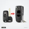 Coque de clé pliante 2 boutons pour Mazda 2, 3, 6, 323 - comparaison avant et après transformation en pliante