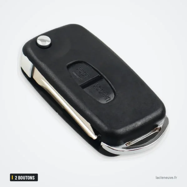 Coque de clé pliante 2 boutons pour Mitsubishi Pajero, Outlander, Grandis, ASX - vue de profil, coque repliée
