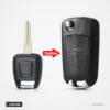 Coque de clé pliante 2 boutons pour Opel Astra, Zafira, Vectra, Omega - comparaison clé droite et version pliante