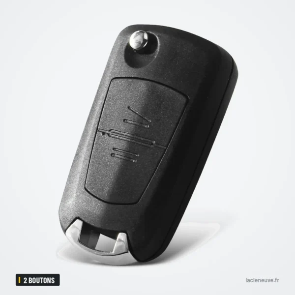 Coque de clé pliante 2 boutons pour Opel Astra, Zafira, Vectra, Omega - vue de face, coque pliante fermée