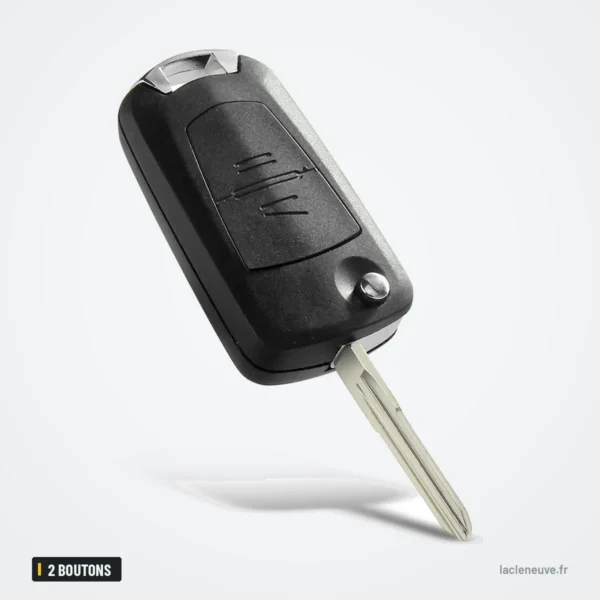 Coque de clé pliante 2 boutons pour Opel Astra, Zafira, Vectra, Omega - lame dépliée, angle différent