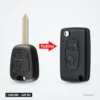 Coque de clé pliante 2 boutons pour Peugeot 206, 307, Citroën Saxo - comparaison clé classique et version transformée