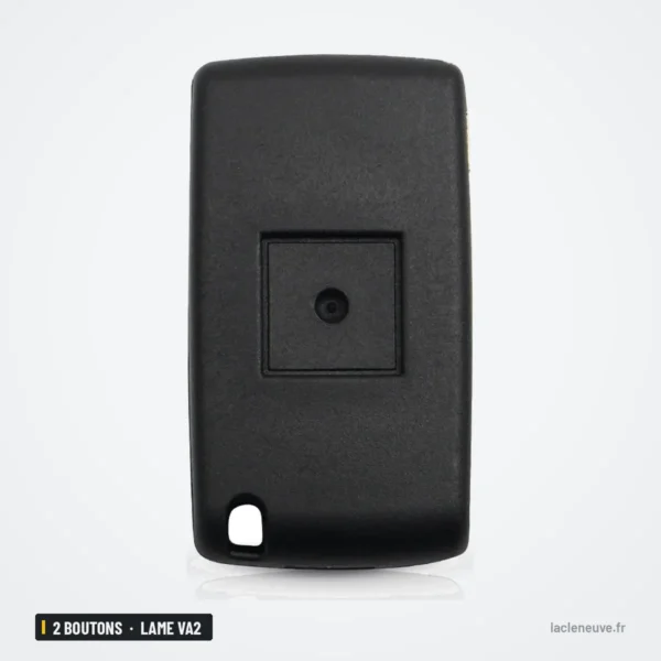 Coque de clé pliante 2 boutons pour Peugeot 206, 307, Citroën Saxo, lame VA2 - dos lisse de la coque pliante