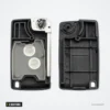 Coque de clé pliante 2 boutons pour Peugeot 207, 307, Citroën C2, C3 - coque ouverte, mécanisme et logement pile