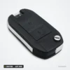 Coque de clé pliante 2 boutons pour Peugeot 307, 207, 407, lame HU83 - vue de face inclinée, lame entrevue sur le côté