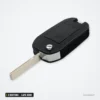 Coque de clé pliante 2 boutons pour Peugeot 307, 207, 407, lame HU83 - vue de profil, lame repliée