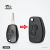 Coque de clé pliante 2 boutons pour Renault Clio, Mégane - comparaison avant clé droite et après coque pliante modifiée