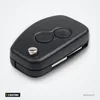 Coque de clé pliante 2 boutons pour Renault Clio, Mégane, Scenic, Kangoo - vue de dessus, coque fermée, deux boutons ronds