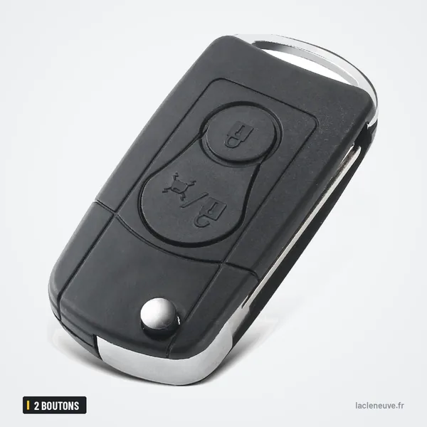 Coque de clé pliante 2 boutons pour Ssangyong Actyon, Kyron - vue de profil, coque pliante fermée