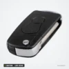 Coque de clé pliante 2 boutons pour SsangYong Actyon, Kyron, lame vierge - coque pliante galbée et chromée, lame repliée