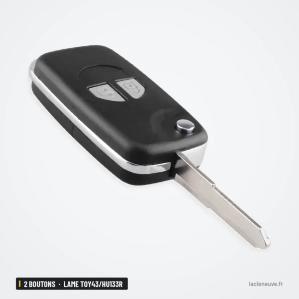 Coque de clé pliante 2 boutons pour Suzuki Swift, SX4, lame TOY43/HU133R - lame dépliée, vue de dos