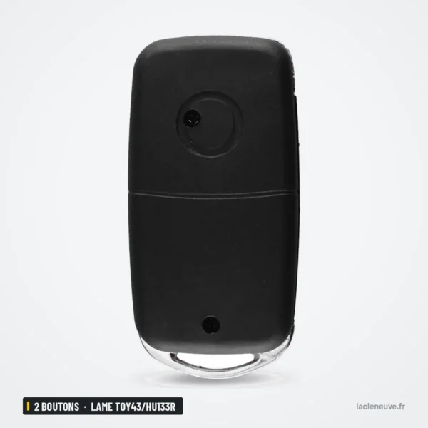 Coque de clé pliante 2 boutons pour Suzuki Swift, SX4, lame TOY43/HU133R - coque fermée, lame rentrée, profil