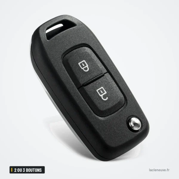 Coque de clé pliante 2 ou 3 boutons pour Dacia Sandero, Logan, Duster - vue de profil, lame repliée