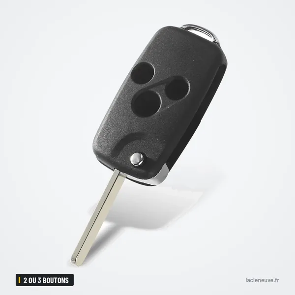 Coque de clé pliante 2 ou 3 boutons pour Honda Accord, Civic, CR-V, Pilot - vue de face, coque fermée à trois boutons