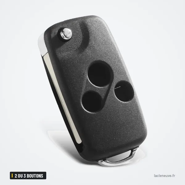 Coque de clé pliante 2 ou 3 boutons pour Honda Accord, Civic, CR-V, Pilot - vue de profil avec lame et pivot chromé