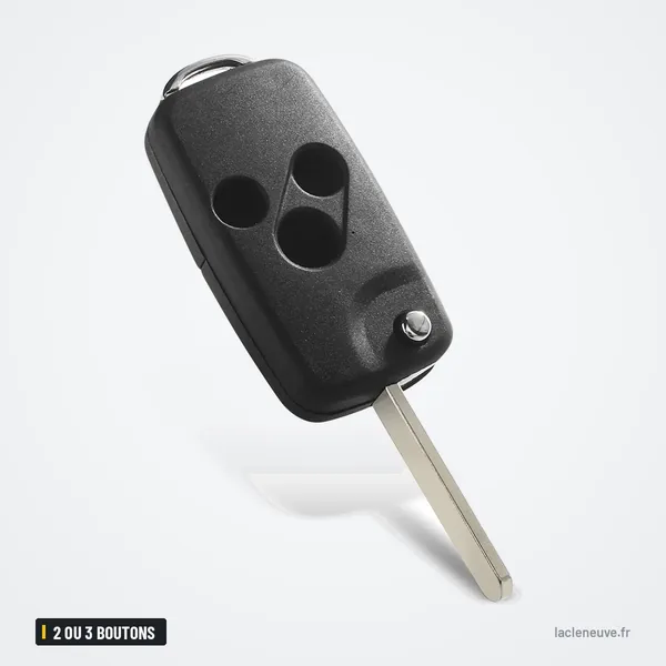 Coque de clé pliante 2 ou 3 boutons pour Honda Accord, Civic, CR-V, Pilot - autre angle, lame rentrée dans la coque