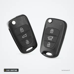 Coque de clé pliante 2 ou 3 boutons pour Kia K2, K5, Rondo, Sorento - deux versions de la coque côte à côte
