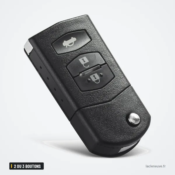 Coque de clé pliante 2 ou 3 boutons pour Mazda 2, 3, 5, 6 - clé pliante 3 boutons, lame repliée