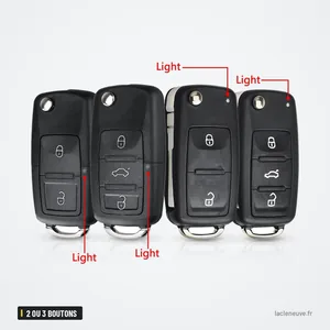 Coque de clé pliante 2 ou 3 boutons pour Volkswagen Polo, Passat, Golf, Skoda - quatre variantes avec disposition des boutons