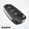 Coque de clé pliante 3/4 boutons pour Audi A3, A4, A6, Q7, lame HU66 - vue de profil, lame dépliée, bouton coffre visible