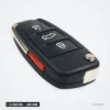 Coque de clé pliante 3/4 boutons pour Audi A3, A4, A6, Q7, lame HU66 - vue de profil, trois boutons et bouton latéral rouge