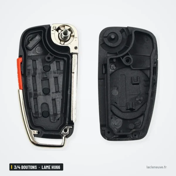 Coque de clé pliante 3/4 boutons pour Audi A3, A4, A6, Q7, lame HU66 - intérieur du boîtier vide, mécanisme de la lame
