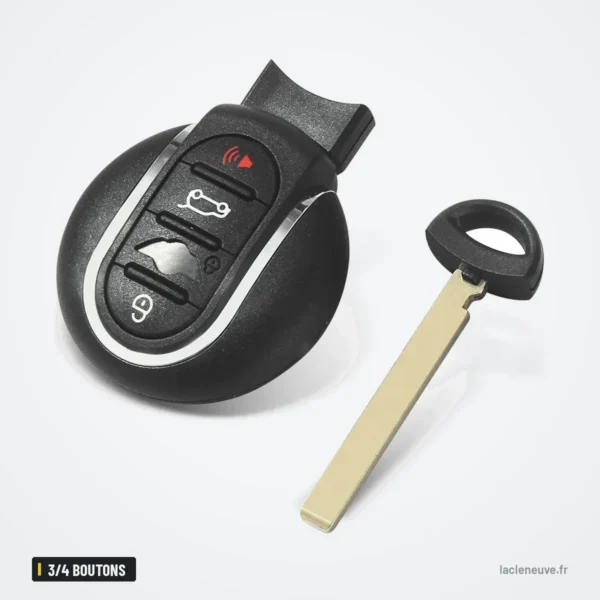 Coque de clé pliante 3/4 boutons pour BMW Mini Cooper, Clubman F54, F55, F56 - clé ronde avec lame détachée