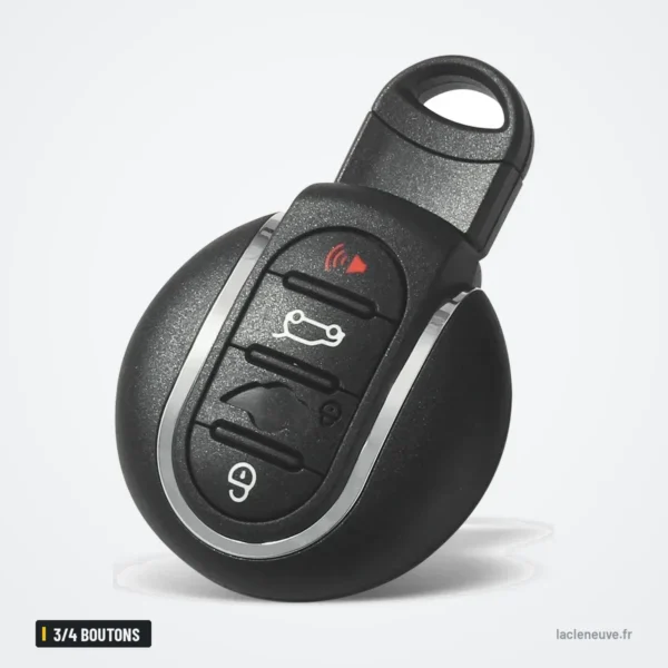Coque de clé pliante 3/4 boutons pour BMW Mini Cooper, Clubman F54, F55, F56 - vue de profil, voyant rouge visible