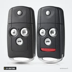 Coque de clé pliante 3/4 boutons pour Honda Civic, Accord, CR-V, HR-V - deux coques pliantes côte à côte, boutons visibles Coque de clé pliante 3/4 boutons pour Honda Civic, Accord, CR-V, HR-V - deux coques pliantes côte à côte, boutons visibles