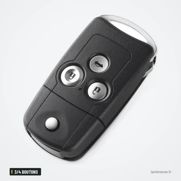 Coque de clé pliante 3/4 boutons pour Honda Civic, Accord, CR-V, HR-V - coque vue de face, lame repliée