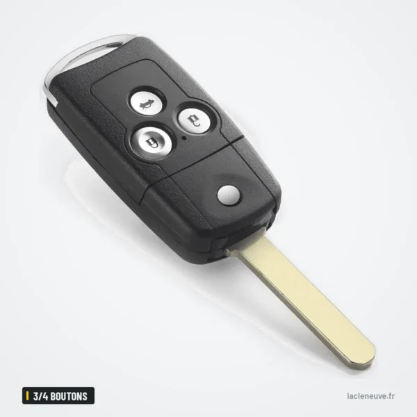 Coque de clé pliante 3/4 boutons pour Honda Civic, Accord, CR-V, HR-V - lame dépliée vue de profil incliné