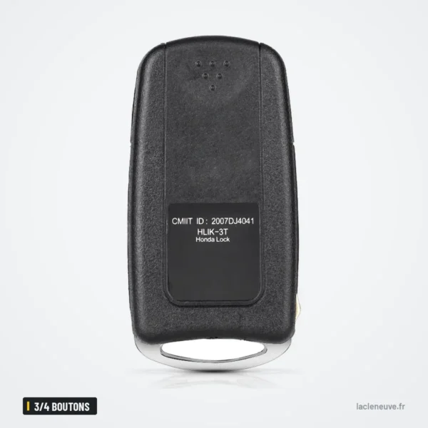 Coque de clé pliante 3/4 boutons pour Honda Civic, Accord, CR-V, HR-V - dos de la coque, surface lisse