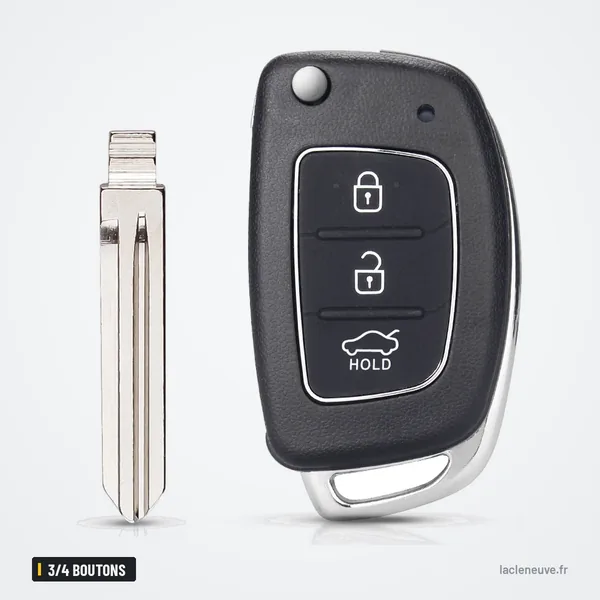 Coque de clé pliante 3/4 boutons pour Hyundai Elantra, Verna - lame nue et télécommande assemblée comparées