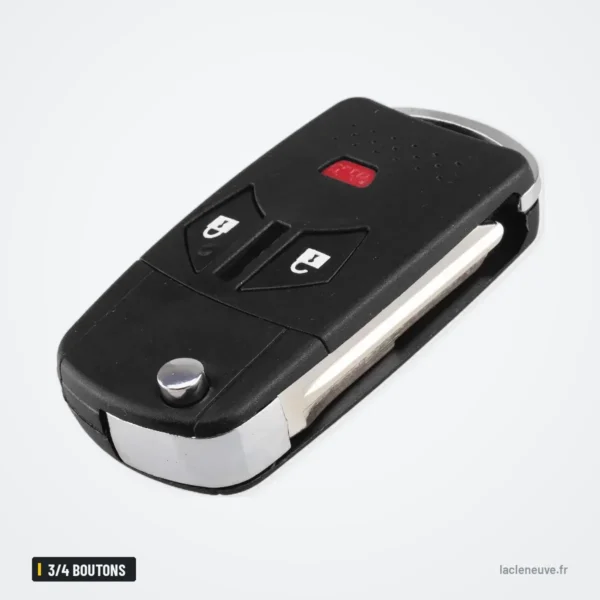 Coque de clé pliante 3/4 boutons pour Mitsubishi Lancer, Outlander, Galant - clé pliée fermée, bouton rouge visible