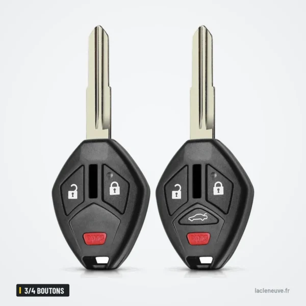 Coque de clé pliante 3/4 boutons pour Mitsubishi Lancer, Outlander, Galant - deux clés identiques, lames déployées