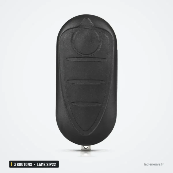 Coque de clé pliante 3 boutons pour Alfa Romeo 159, 147, Giulietta, lame SIP22 - dos de la coque, sans lame