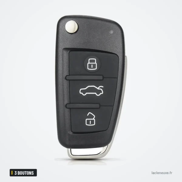 Coque de clé pliante 3 boutons pour Audi A3, A4, A6, A8 - clé pliée, trois boutons visibles