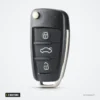 Coque de clé pliante 3 boutons pour Audi A3, A4, A6, A8 - clé pliée, bouton d'éjection de lame visible