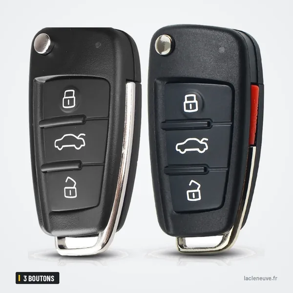 Coque de clé pliante 3 boutons pour Audi A3, A4, A6, Q7 - deux coques côte à côte